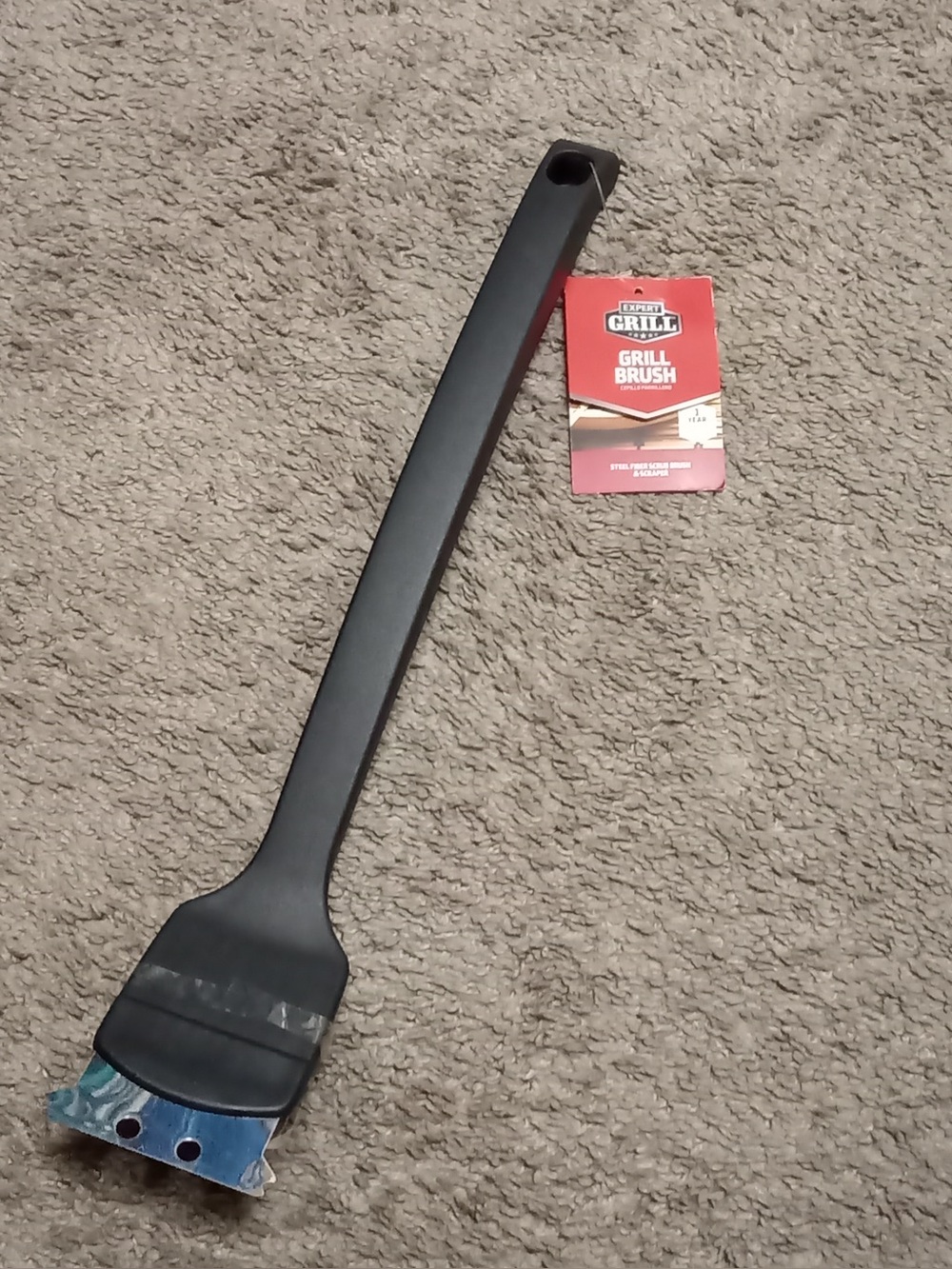 Expert Grill Grill Brush Steel Fiber Scrub Brush & Scraper Long Handle New H1